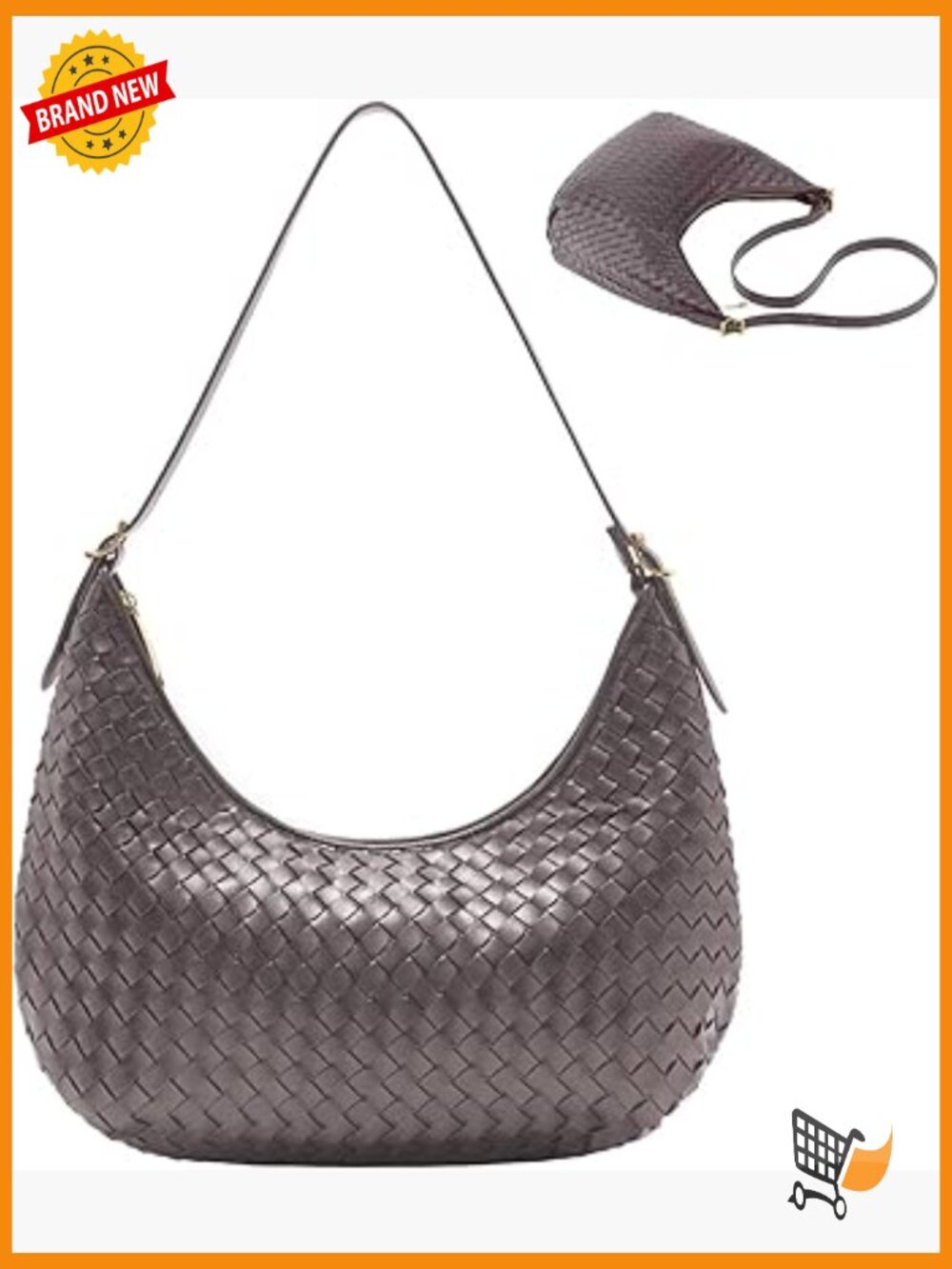 Medium Woven Hobo Bag Crossbody Tote Shoulder Purse with Pockets
